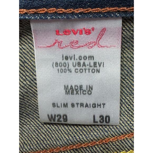 Rare Levi's Red Men's Slim Straight Leg Blue Denim Jeans - Size 29x30 - Picture 7 of 8